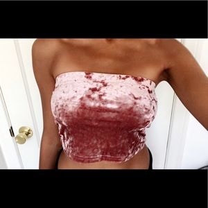 Missguided Velvet Pink Tube Top, Never worn