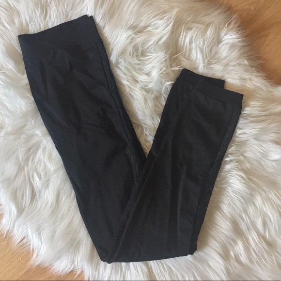 Newport News Pants - Shape FX Shaping Leggings Black Lace L Spandex