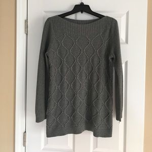 Loft gray boatneck sweater with 3/4 sleeves - sz L