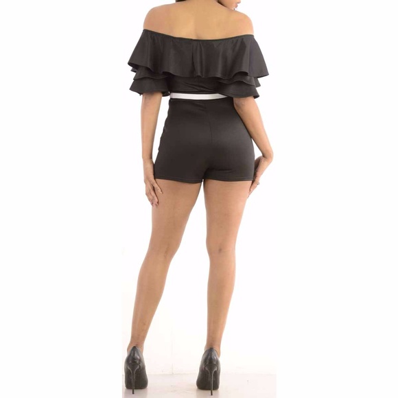 Sexy Cute Black White Romper with pockets - Picture 2 of 5