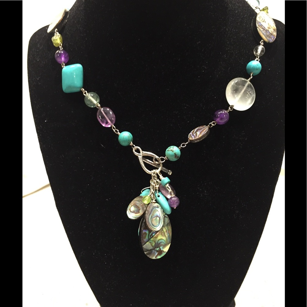 💠GORGEOUS TURQUOISE, ABALONE & STONE NECKLACE💠