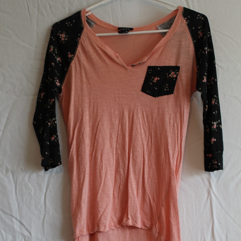 Pink and Floral Baseball Tee