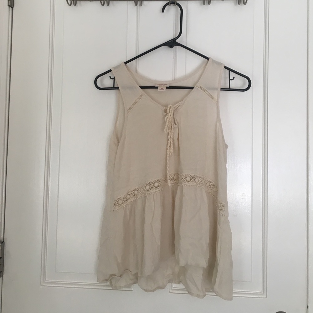 Creme tied tank