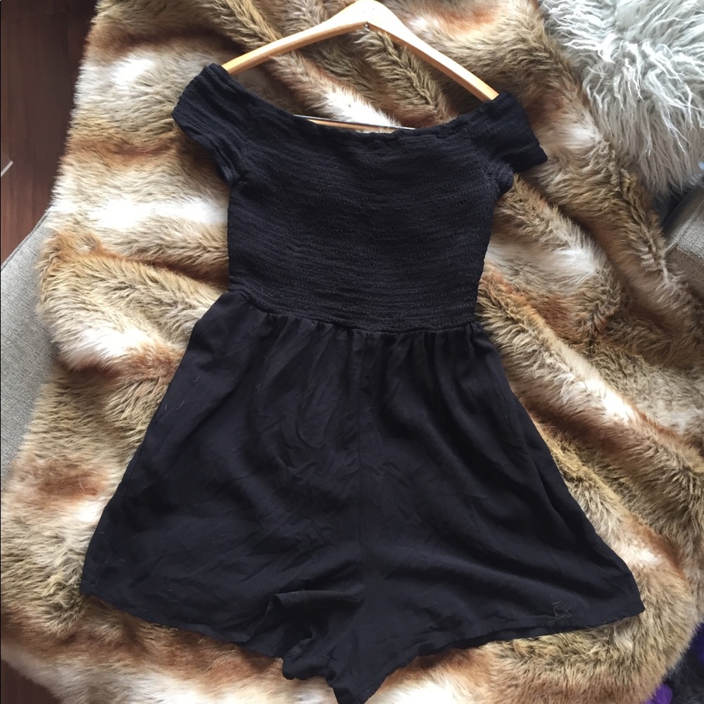 Off the shoulder black romper