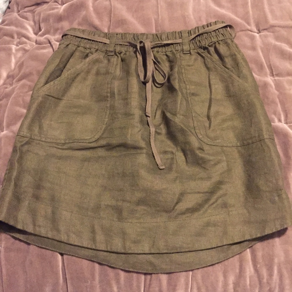 Forest Green Linen Skirt