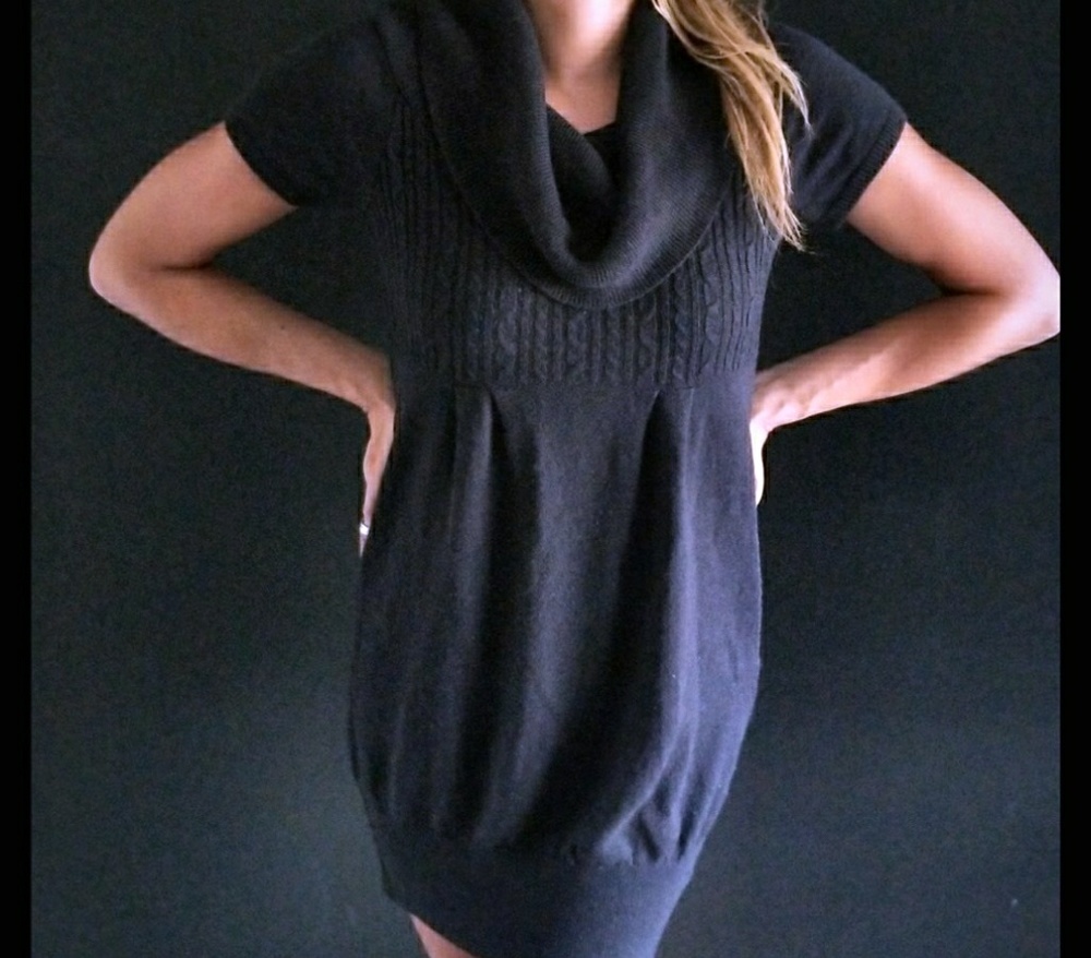 Black Cowl Neck Sweater Dress