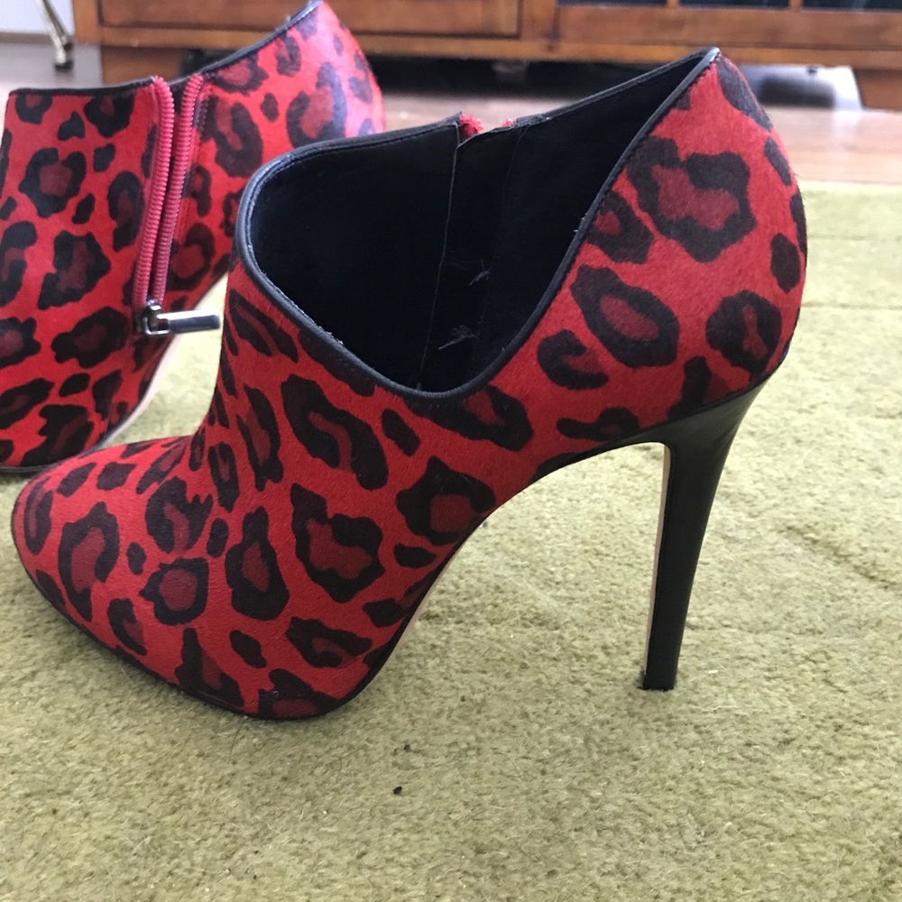 Saks Fifth Avenue Black Label Booties, Red Cheetah