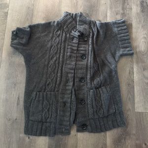 Michael Kors long cardigan.  Cable knit.  Gray.