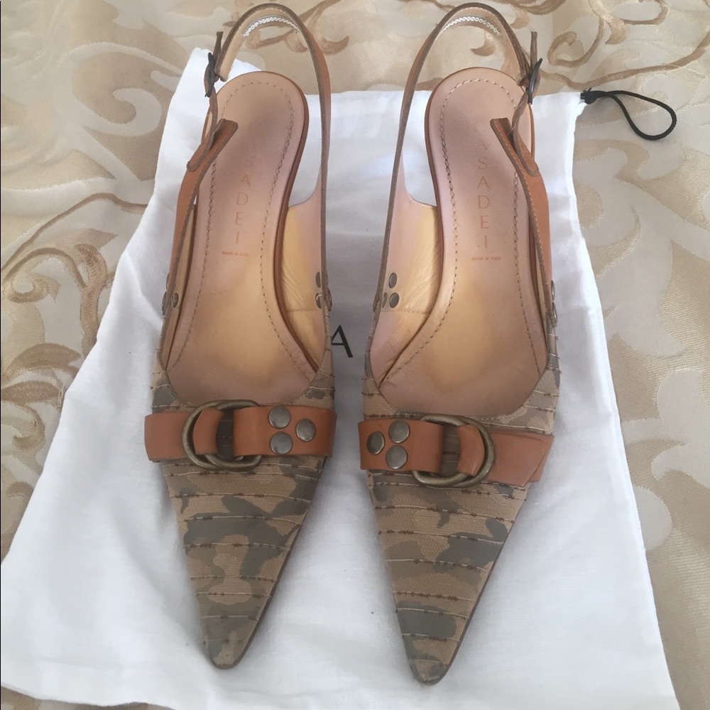 Casadei Women's shoes 7.5 camouflage brown Italy