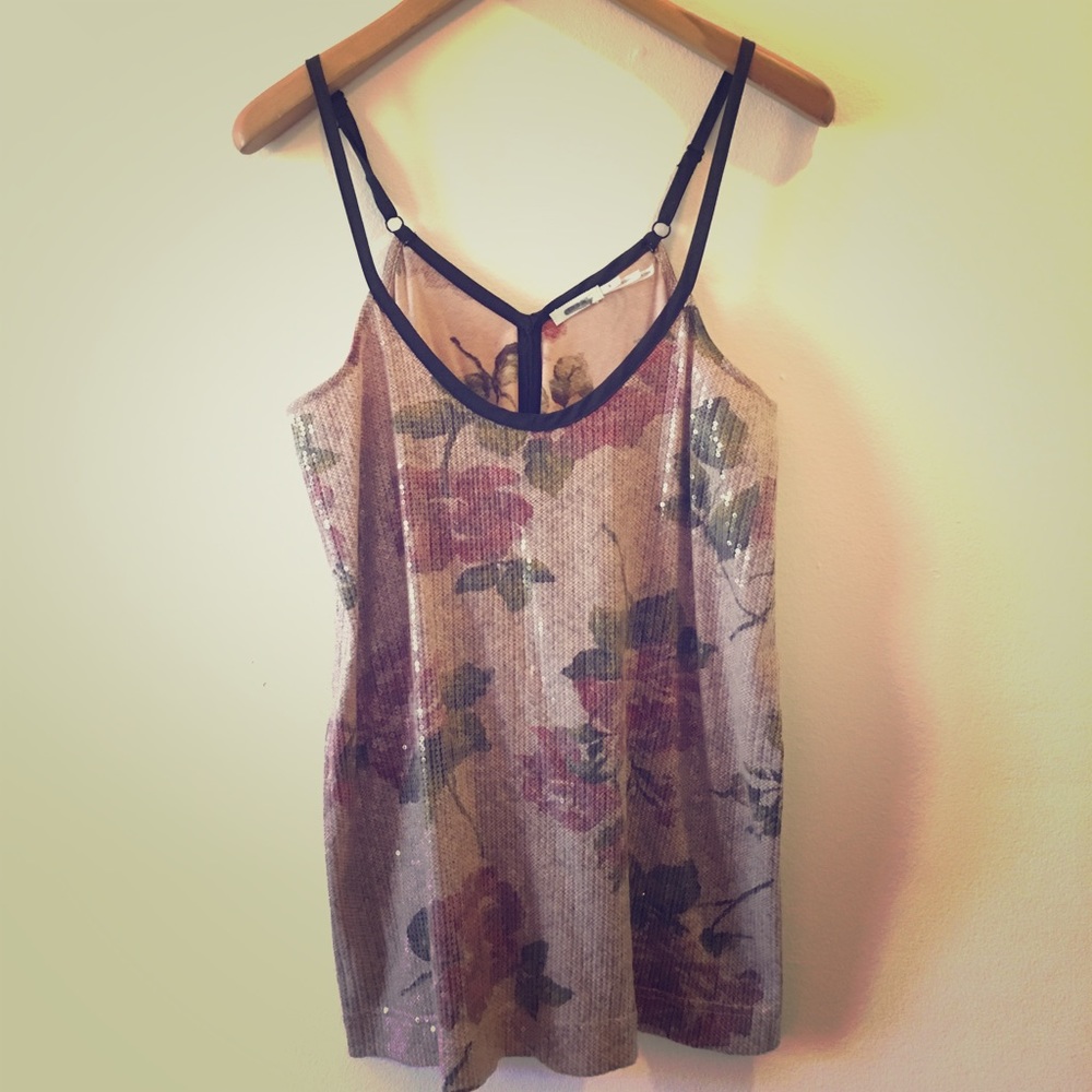 Rose pink sequence tank