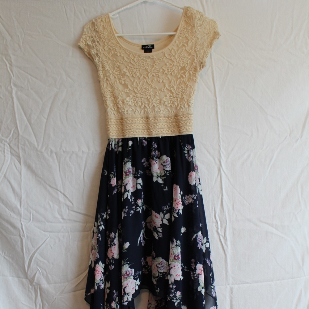 Cream Lace and Floral Dress