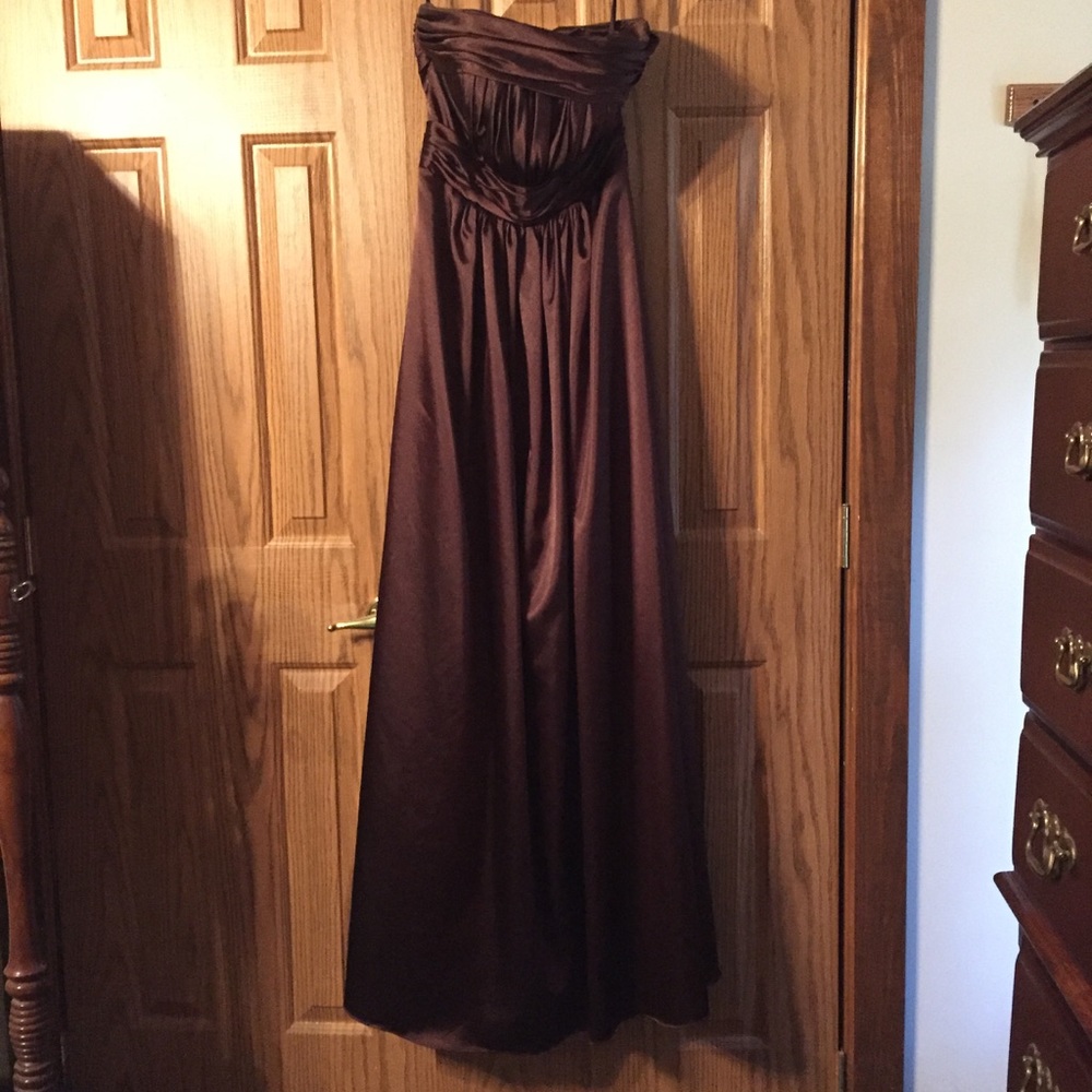 Chocolate satin formal gown