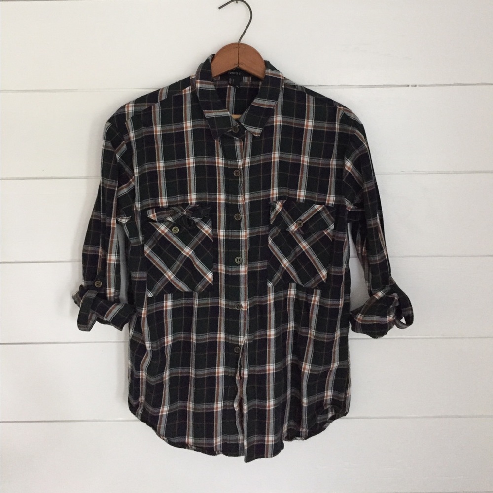 Plaid button down top