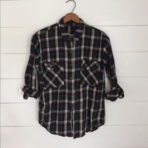 Plaid button down top