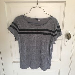 Grey T-Shirt with Mesh Stripes