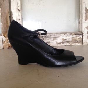 Franco Sarto black wedge with strap