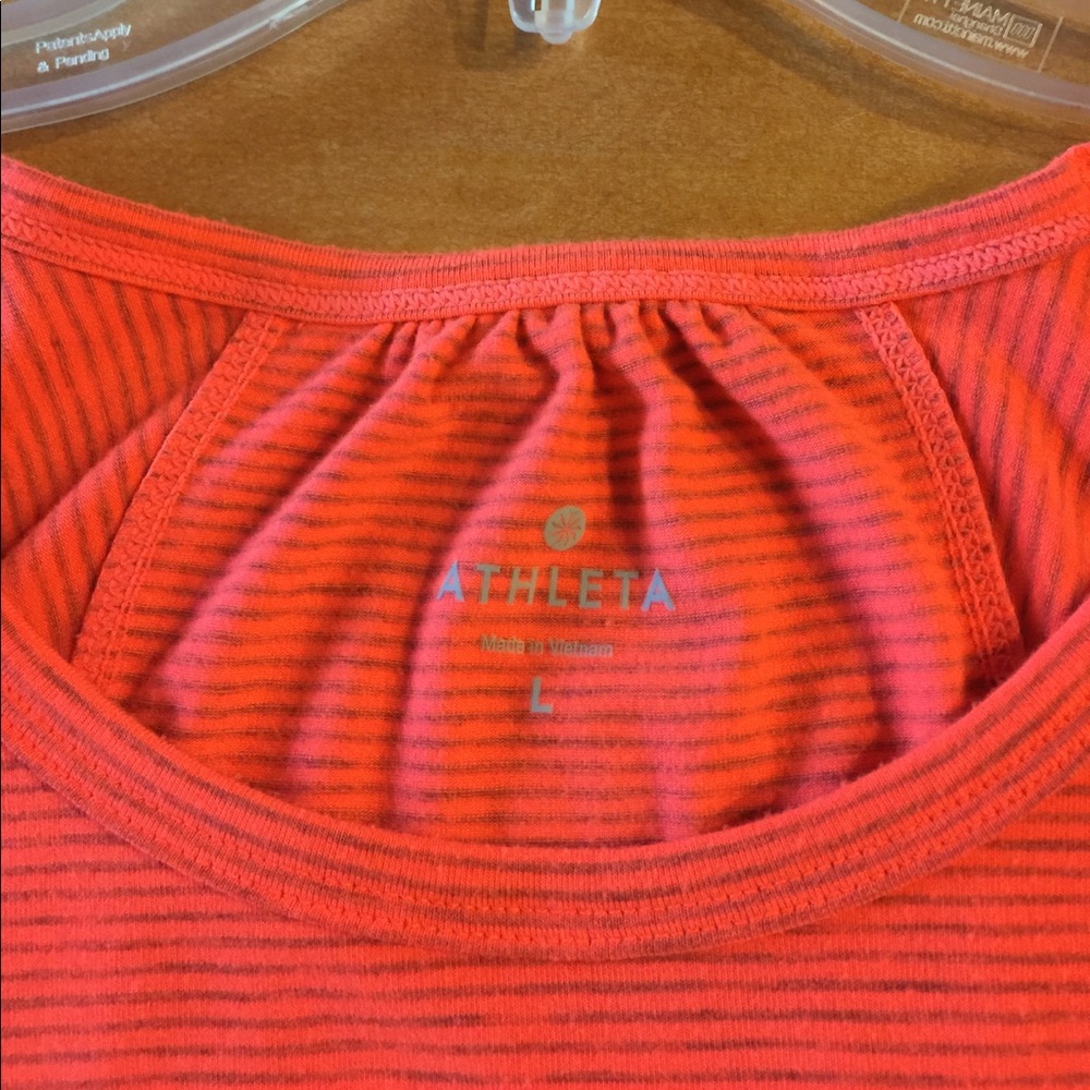 Athleta, Large, L/S Orange Striped Shirt - Picture 3 of 6