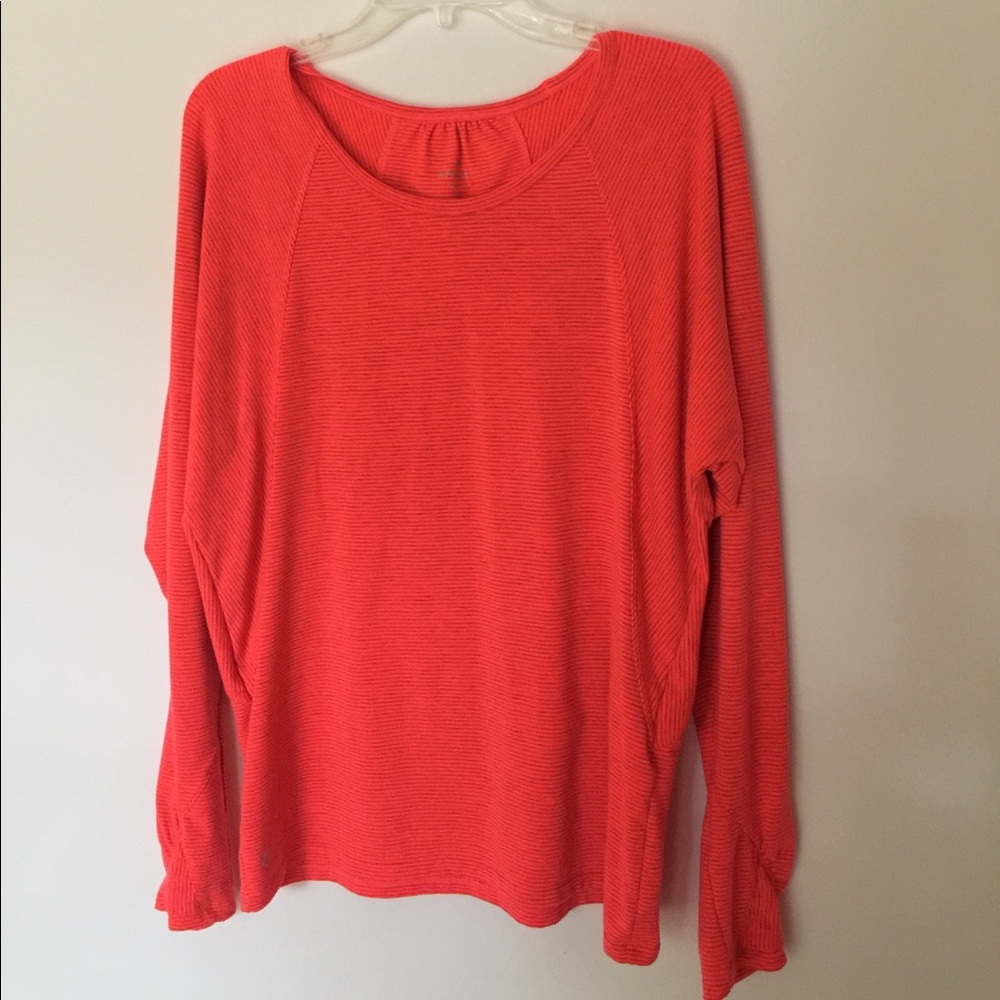 Athleta, Large, L/S Orange Striped Shirt