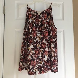 LOFT rose floral strappy shell - size Large