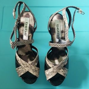 Bebe Black Snake Skin Pump Heels