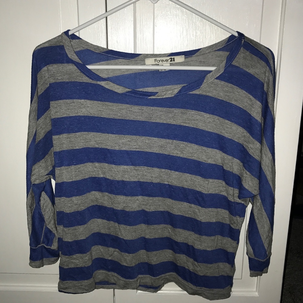 Blue and Gray Striped Shirt