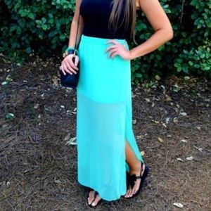 Express Sheer Maxi Skirt - Mint - Size S