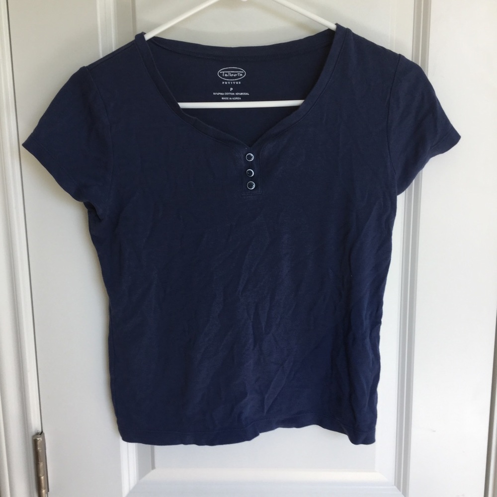 Talbots blue v-neck short sleeve shirt