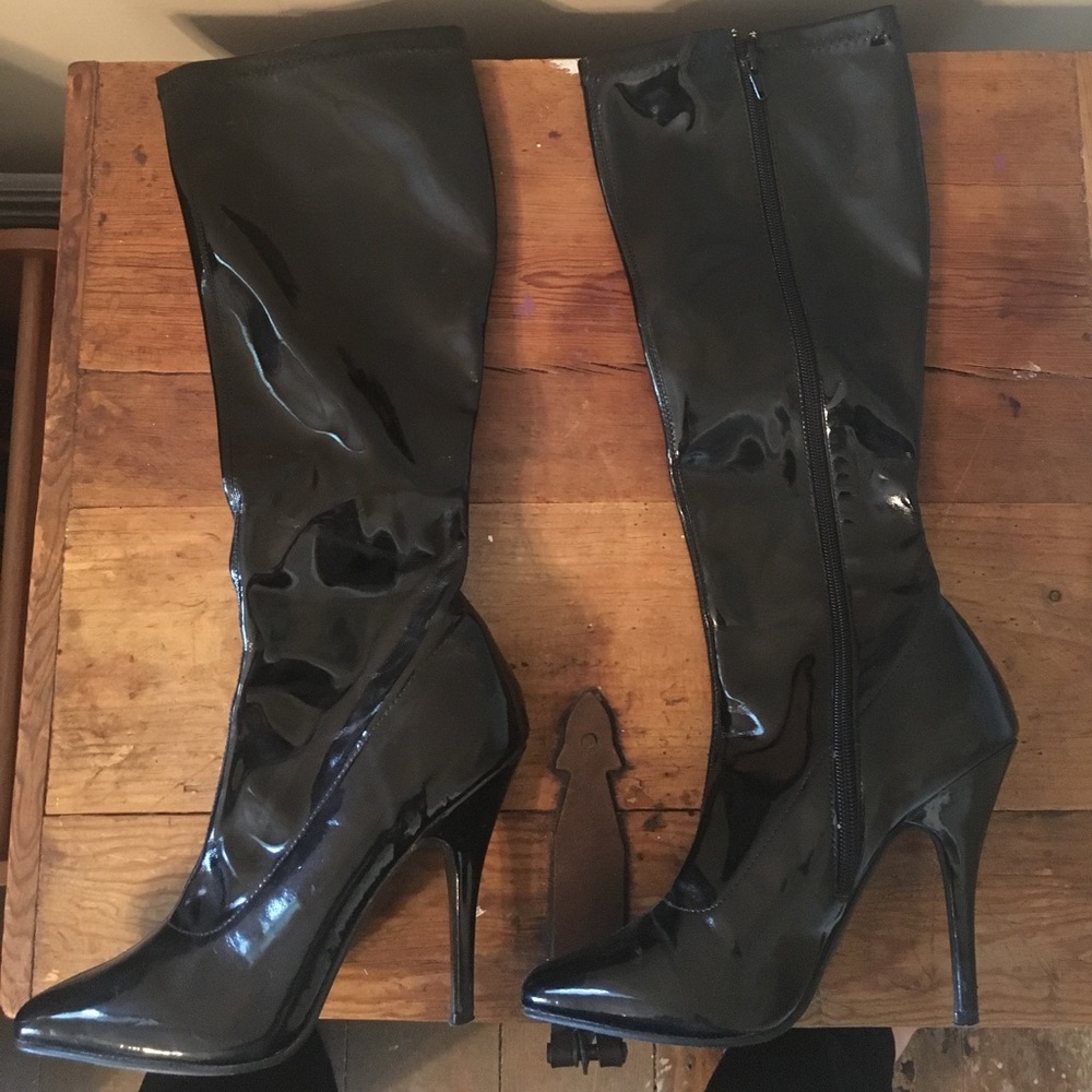 Black patent boots