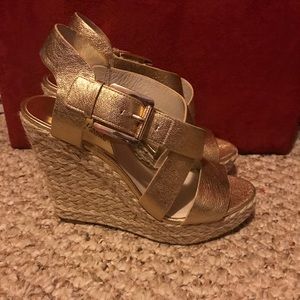 Michael Kors gold wedges