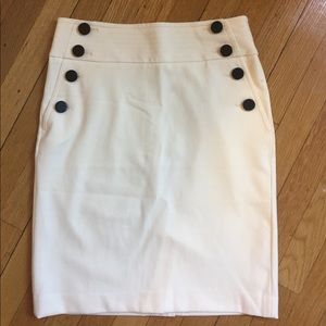 White Loft skirt with sailor buttons
