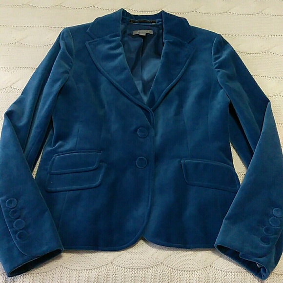 Ann Taylor Jackets & Blazers - Ann Taylor Blue Velvet Jacket Blazer