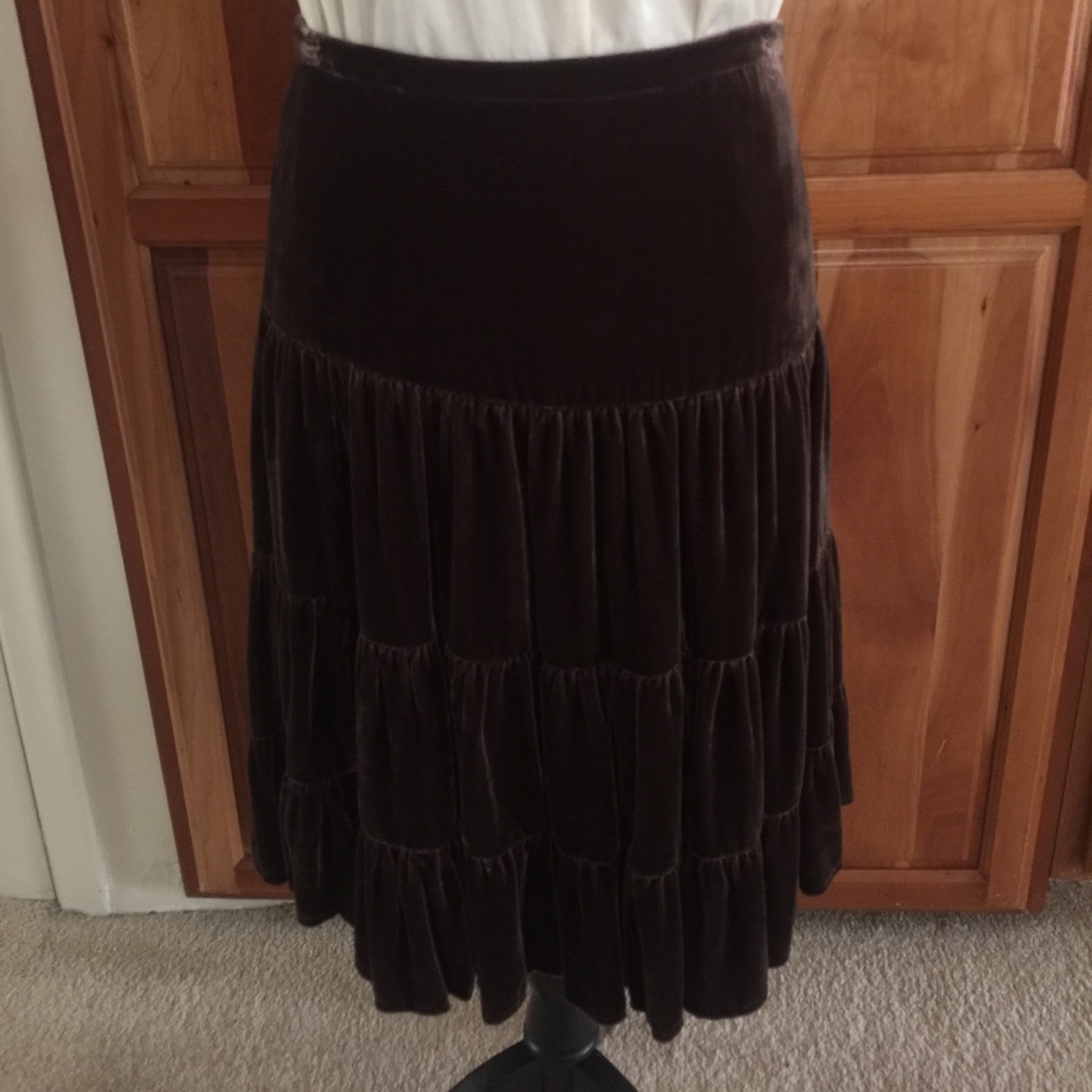 BCBG Max Azria Mahogany Brown Velvet Skirt NWT