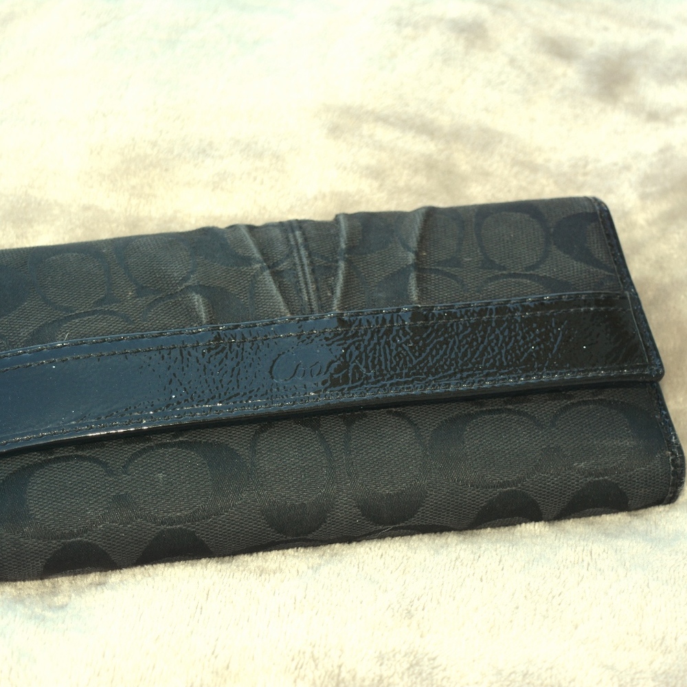 Black Coach Wallet with Check Book Cover