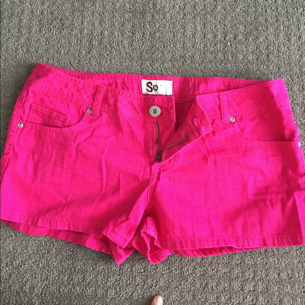 Juniors Hot Pink Denim Shorts