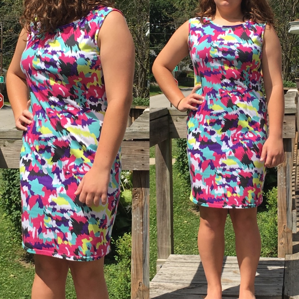 + Multicolored Abstract Print Sheath Dress! EUC!