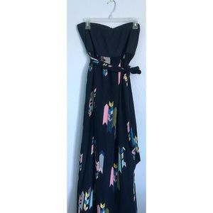 Xhilaration Navy W/ Colorful Print Maxi Dress