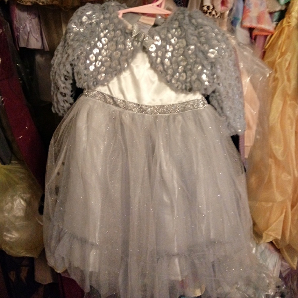 EUC 2PC DRESS SET BY NANNETTE IN BEAUTIFUL SILVER