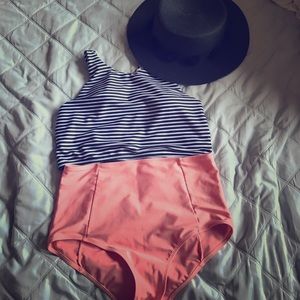 Two piece bathing suit with high waisted bottoms!