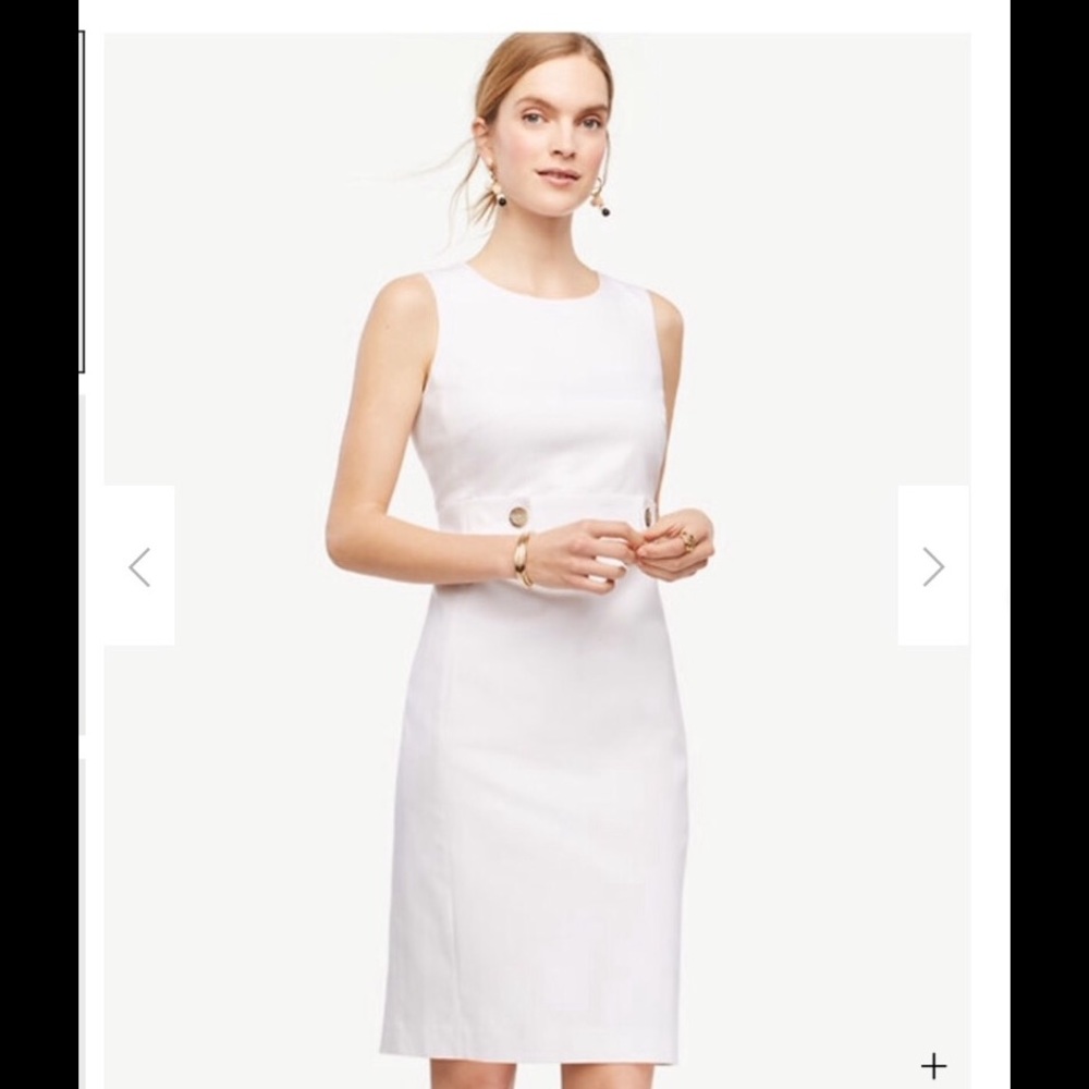 Ann Taylor cotton sateen button tab sheath dress