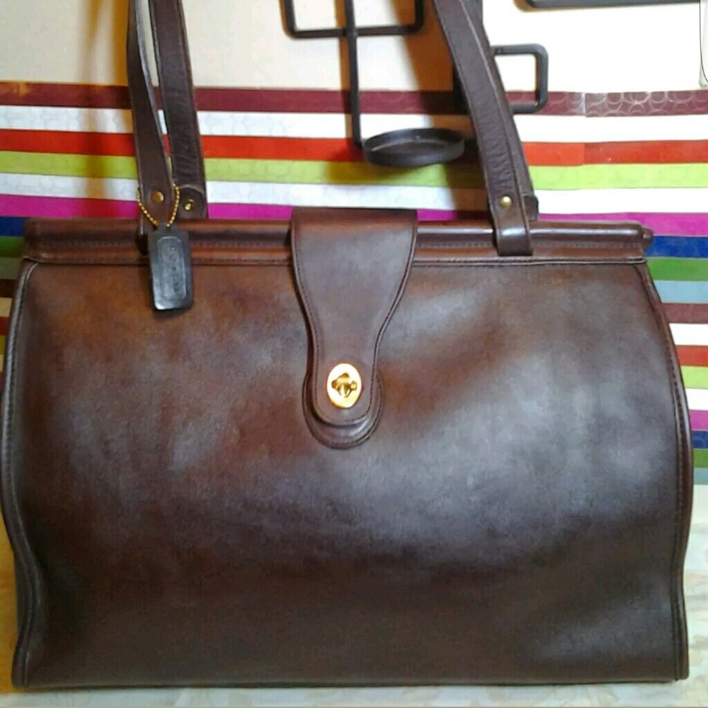 Vintage Coach XL Brown Leather Barclay Tote #9096