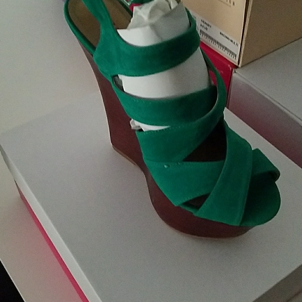 Green Suede Platform