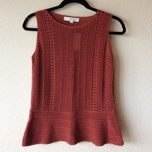 Red Crochet Peplum Tank