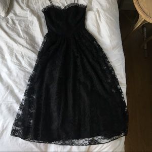 Vintage 90s strapless black lace corset gown
