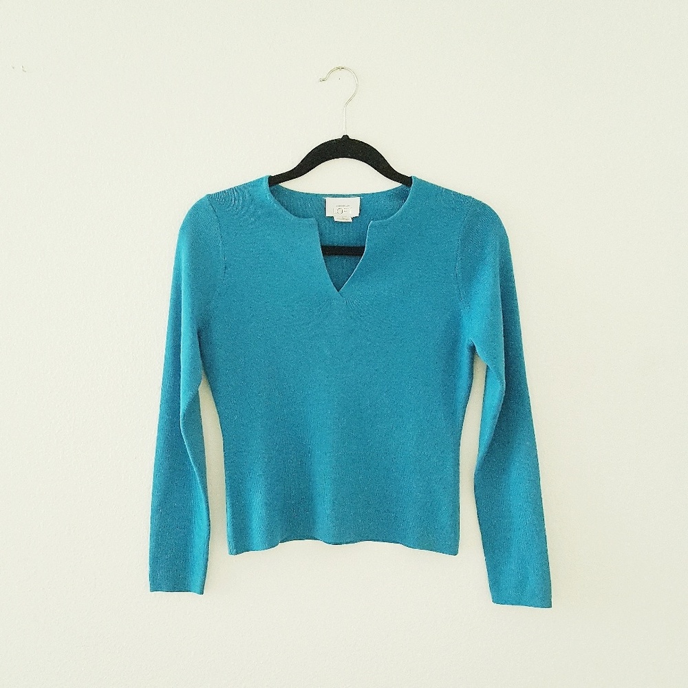 ANN TAYLOR LOFT turquoise sweater - Picture 2 of 3