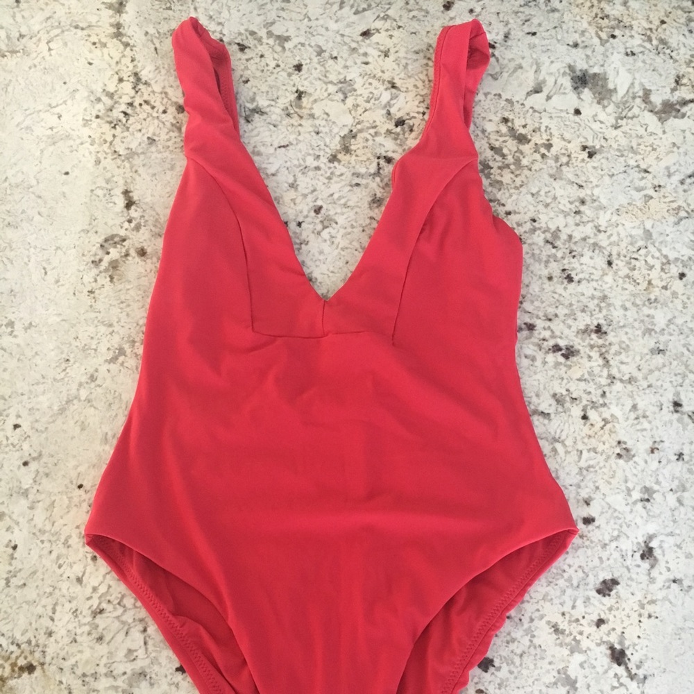 Red one piece bathing suit