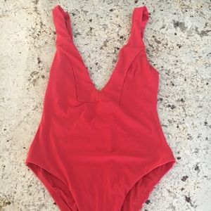 Red one piece bathing suit
