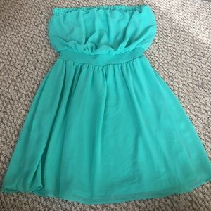 Women's Strapless Turquoise Dress