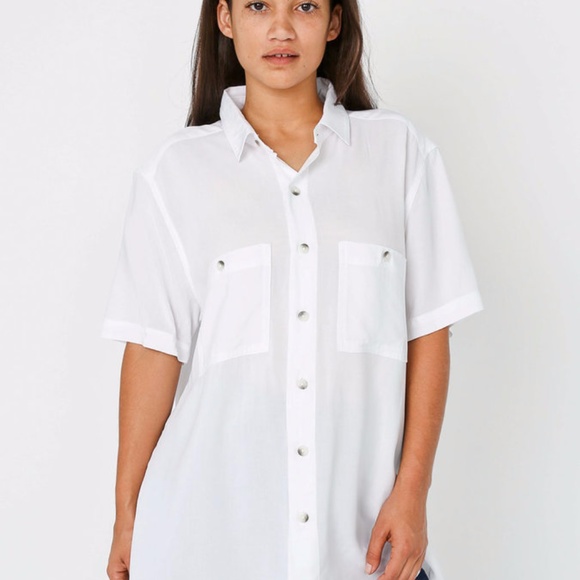 American Apparel Rayon Short Sleeve Button Up - Picture 3 of 3