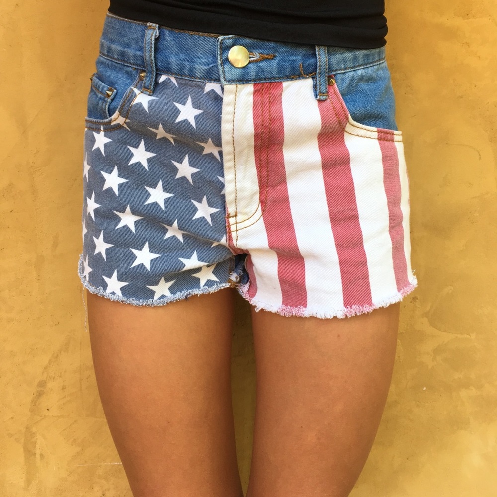 American flag women's jean short