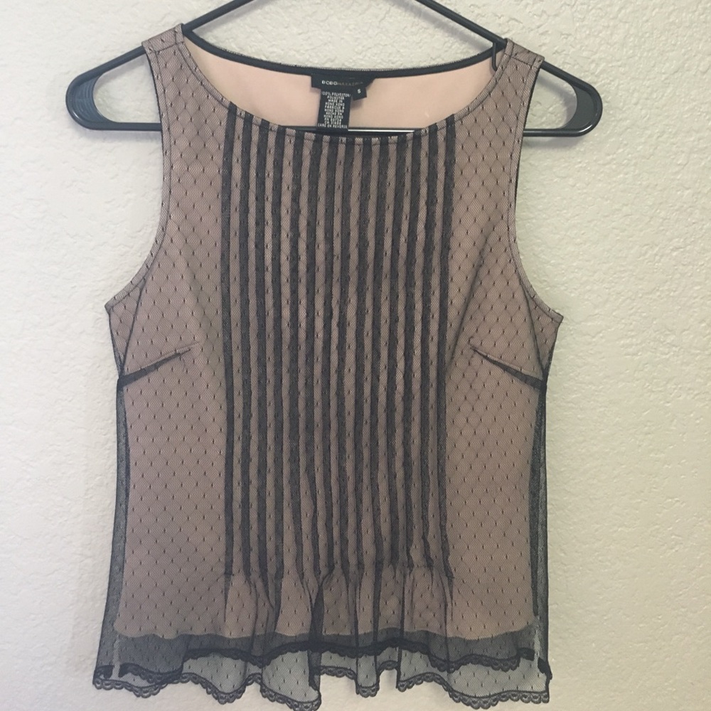 BCBG size S black sheer blouse.